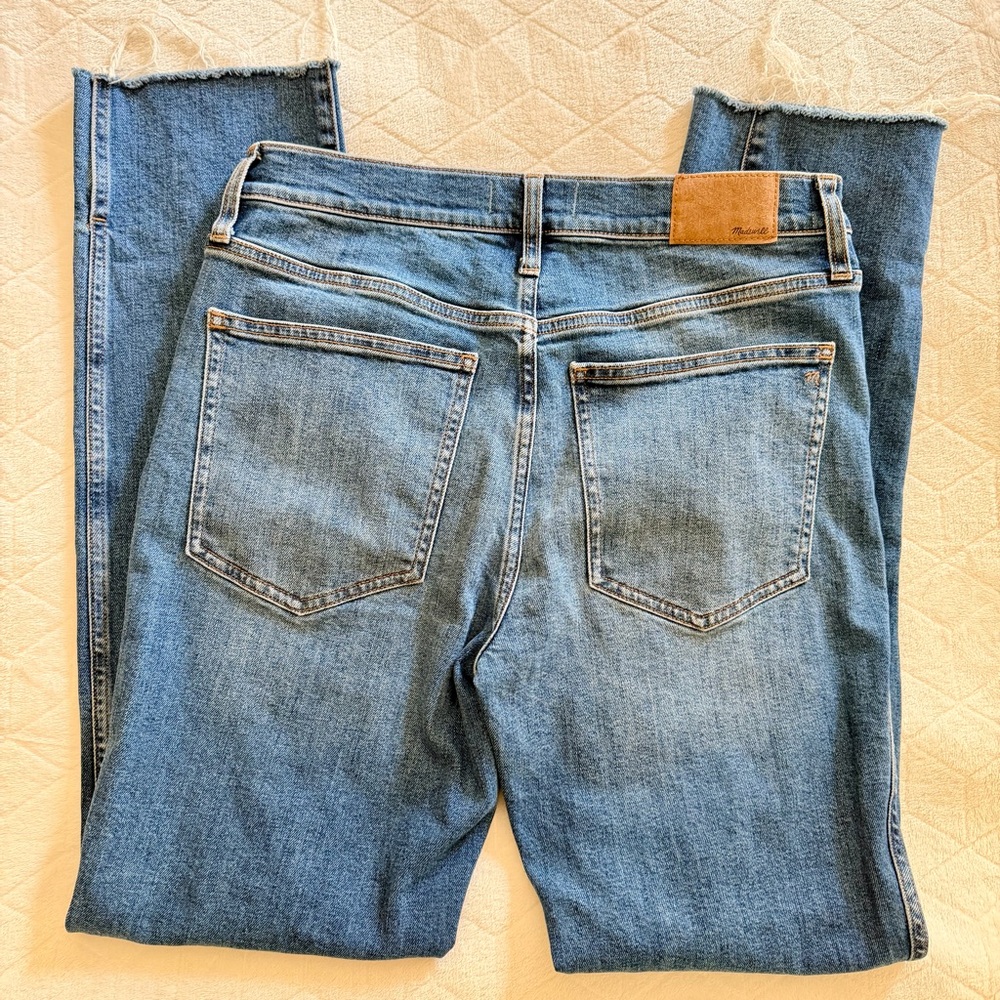 Madewell Midrise Stovepipe Denim Jeans Frayed Raw Hem Size 30 waist 30.5 Inseam - Picture 2 of 12